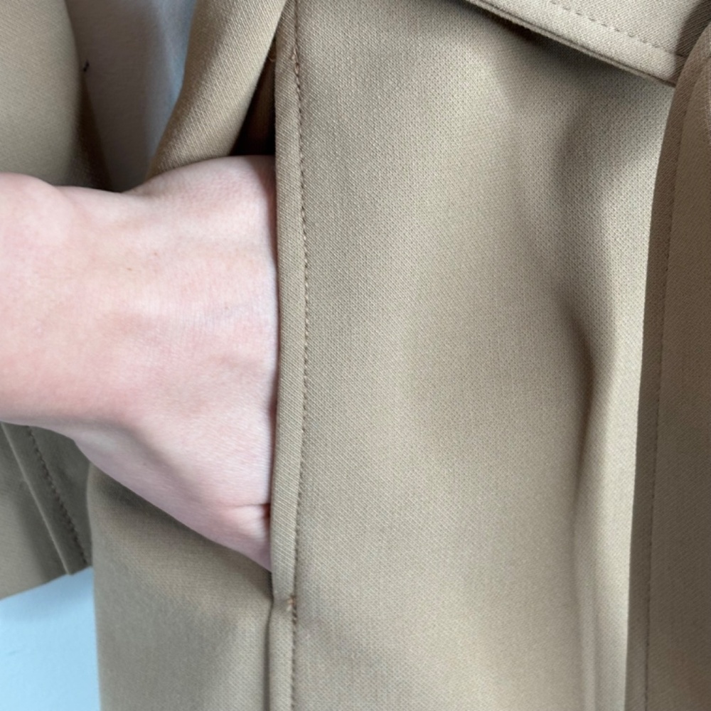 Abercrombie & Fitch Drapey Trench Coat Women's S Tan Khaki Double Breasted Chic - Picture 6 of 13